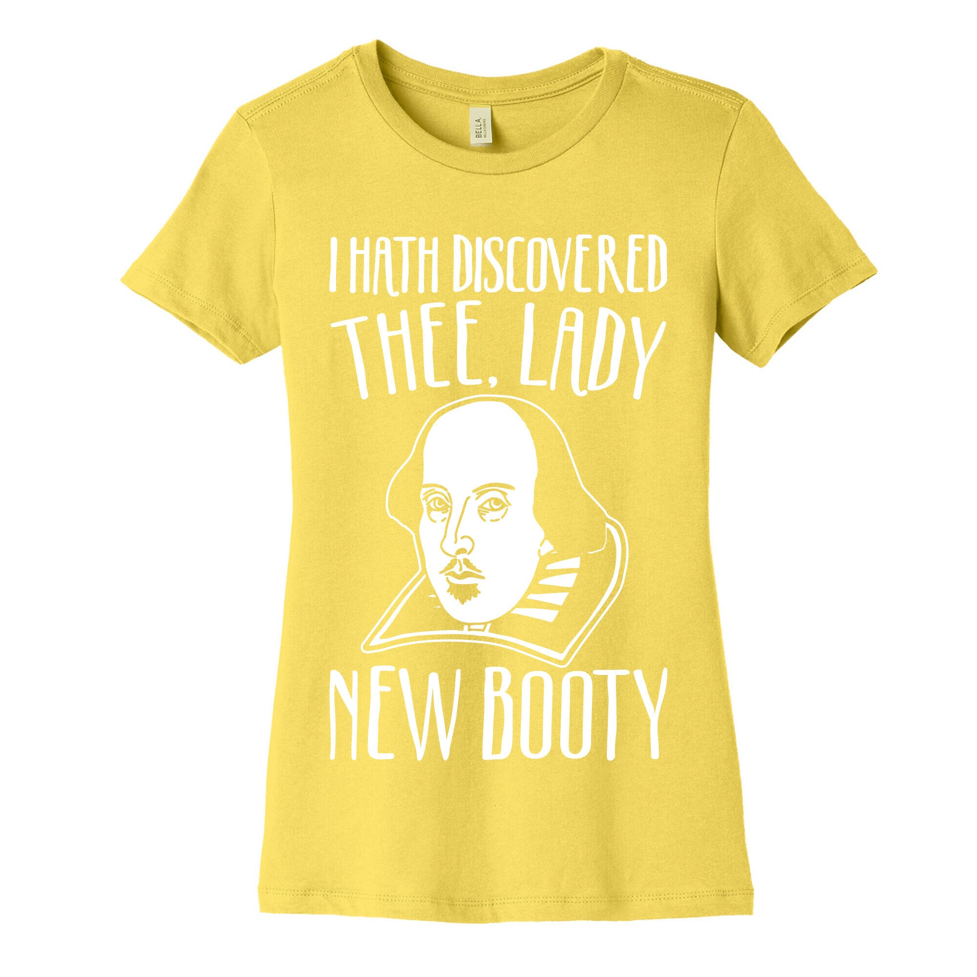 Shakespeare Miss New Booty Parody White Print Women's Cotton Tee
